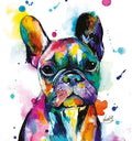 French Bulldog Greeting Card  Colourful Watercolour  16x16cm  Blank Inside