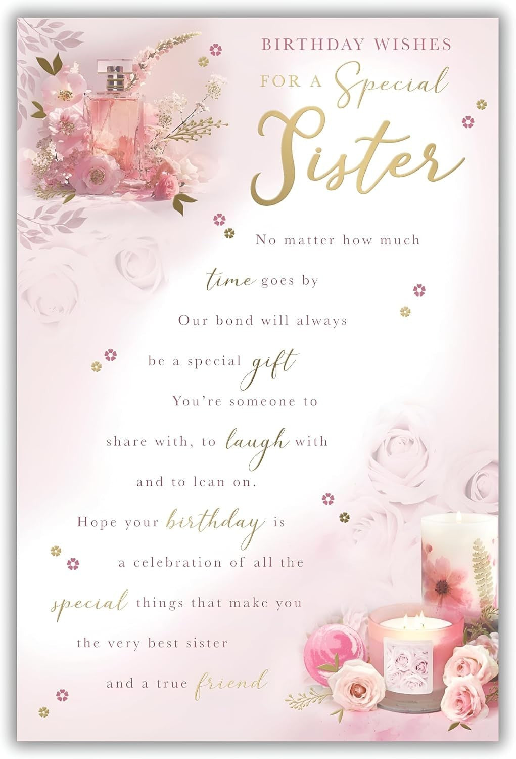 Birthday Card for Sister  Elegant Floral Design  15x23cm  Colour Insert