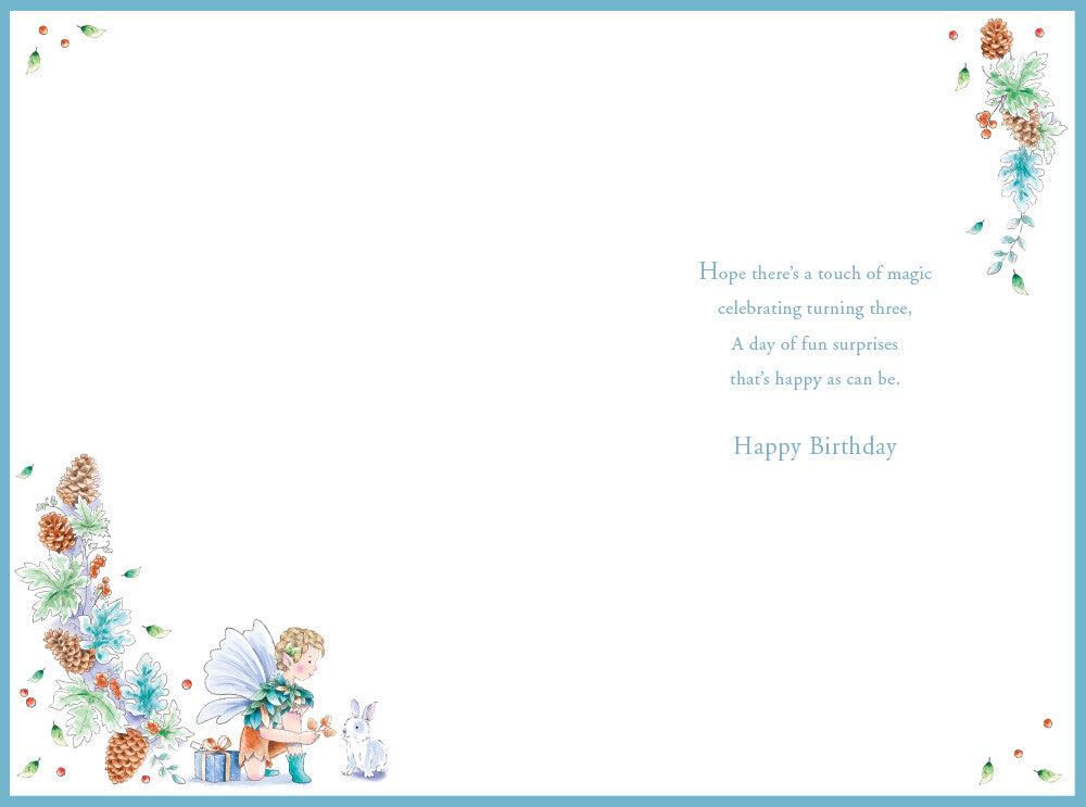 Great Grandson 3rd Birthday Card Age 3 Pinecone Pixie 9" x 6" Lovely Verse