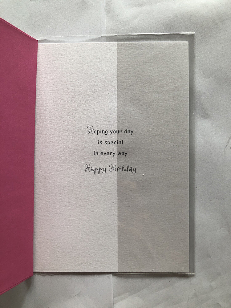Open Female Happy Birthday Card Girl Wand Doll Balloons Cat Just For You