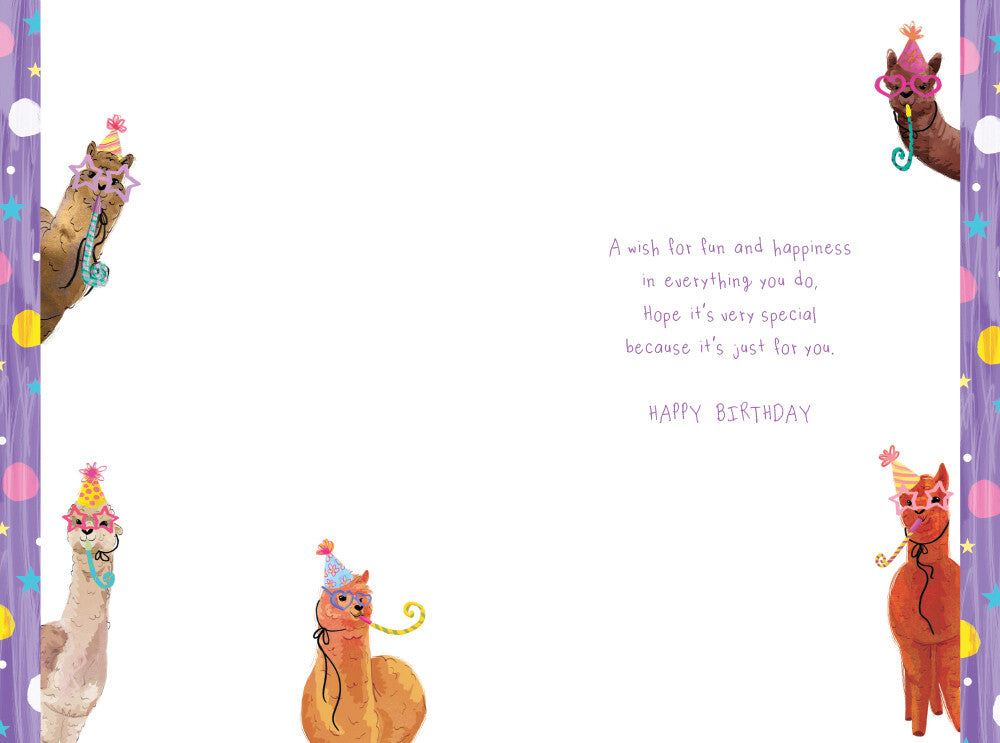 Great Granddaughter 5th Birthday Card Age 5 Alpacas 9" x 6" Lovely Verse