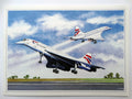 Concorde British Airways Greeting Card - Supersonic Jet Art 8"x6"