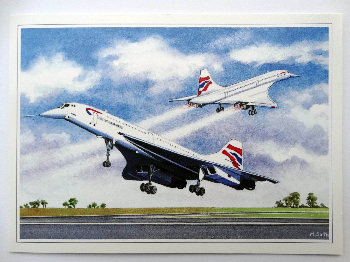 Concorde British Airways Greeting Card - Supersonic Jet Art 8"x6"