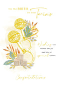 Birth Baby Twins Card Rattle Blocks Foil Finish New Baby Lovely Verse
