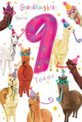 Great-Granddaughter 9th Birthday Card Age 9 Alpacas 9" x 6" Lovely Verse