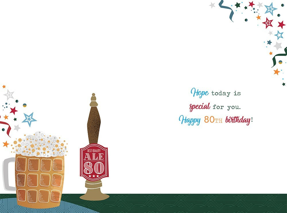 80th Happy Birthday Card Cheers & Beers to 80 Years Beer Design