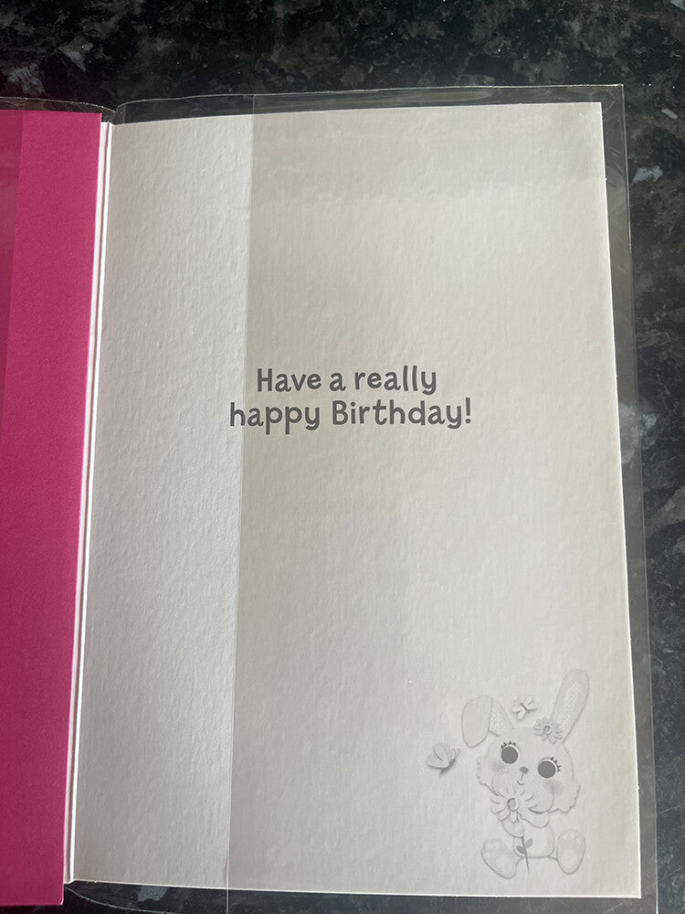 Great Granddaughter Happy Birthday Card Cute Rabbit Flowers