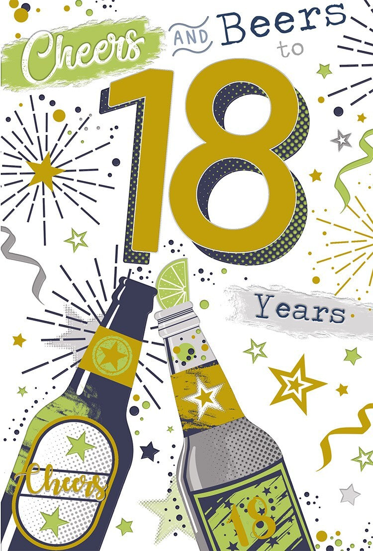 18th Happy Birthday Card Cheers & Beers to 18 Years Beer Design