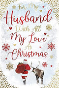 Husband Christmas Card With All My Love Santa Walking Design Lovely Verse