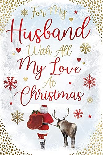 Husband Christmas Card With All My Love Santa Walking Design Lovely Verse