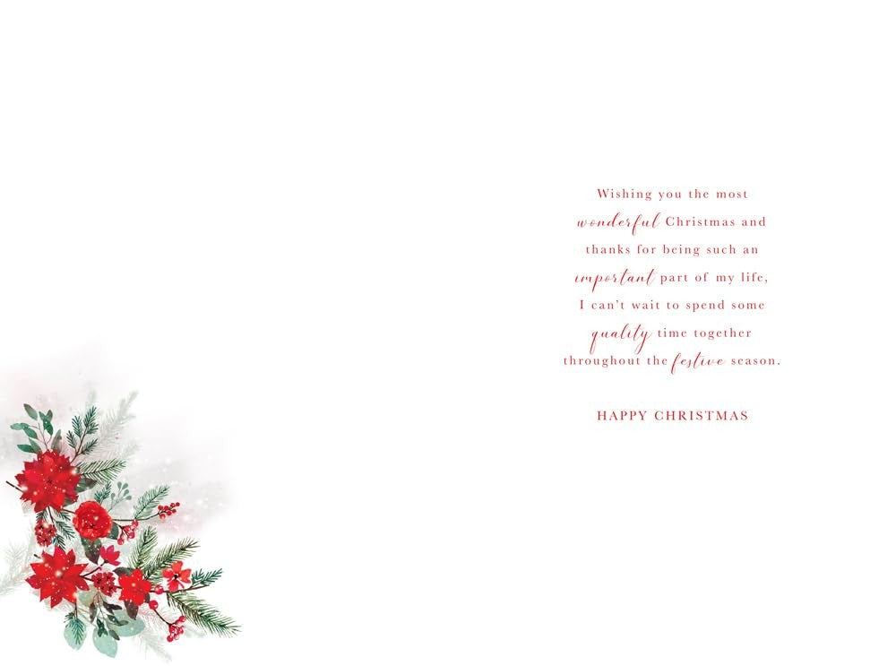 Christmas Card To Wonderful Wife Large Gold Script Foil Hearts 15x23cm