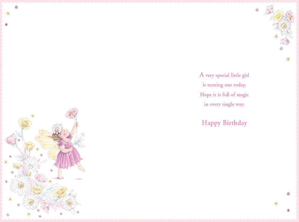 Granddaughter 1st Birthday Card Age 1 Daisy Fairy 9" x 6" Lovely Verse