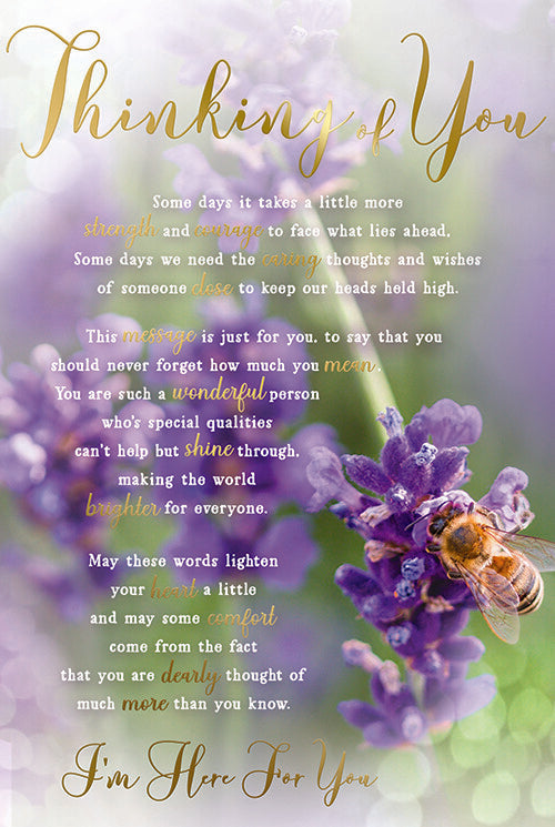 Thinking Of You Card Flowers & Bees Sentiments  Lovely Verse