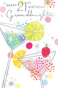 Granddaughter 21st Birthday Card 21 Cocktail Glasses Design Happy Lovely Verse