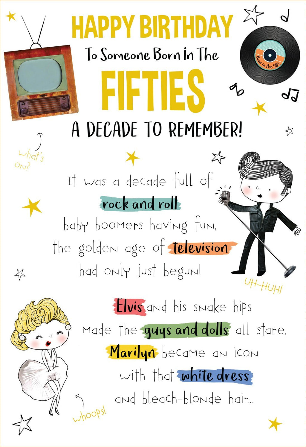 Someone Born In The 50's Happy Birthday Card A Decade To Remember 1950's