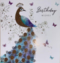 Peacock Birthday Card for Her Female Happy  Wishes Glitter Butterfly Large