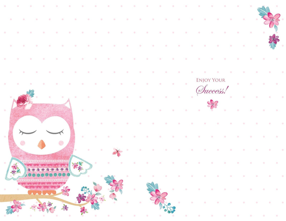 New Job Card You Will Be Great Owl & Bunting Design Bright Modern New Job