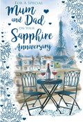 Mum & Dad Sapphire Anniversary Card - 45th Wedding - Paris Eiffel Tower Design