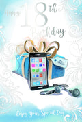 18th Happy Birthday Card 18 Present Gift Phone & Headphones Design