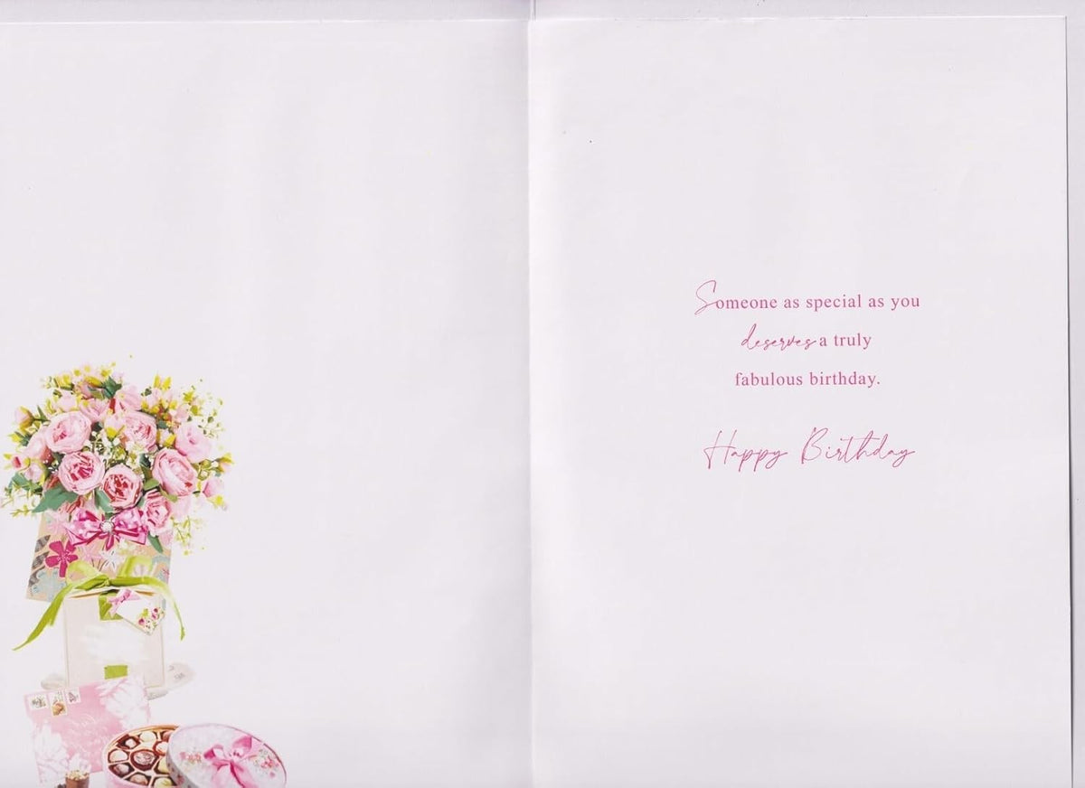 Friend 80th Birthday Card Floral Gift & Chocolate Design Quality Finish 15x23cm