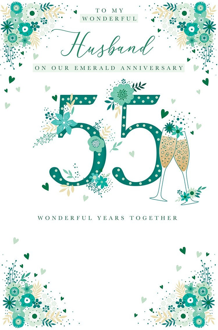 Husband Emerald 55th Anniversary Card - Wonderful Years Together