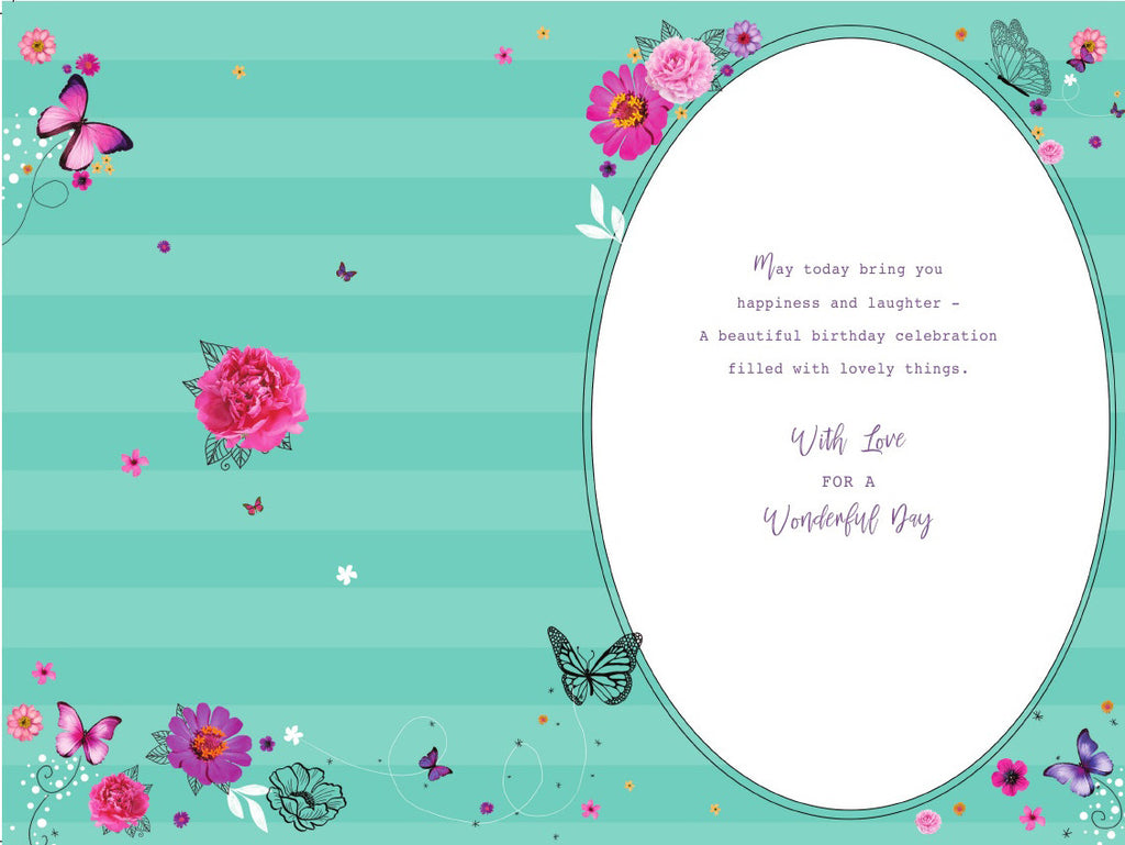 Granddaughter Happy Birthday Card Flowers & Butterfly Design  Lovely Verse