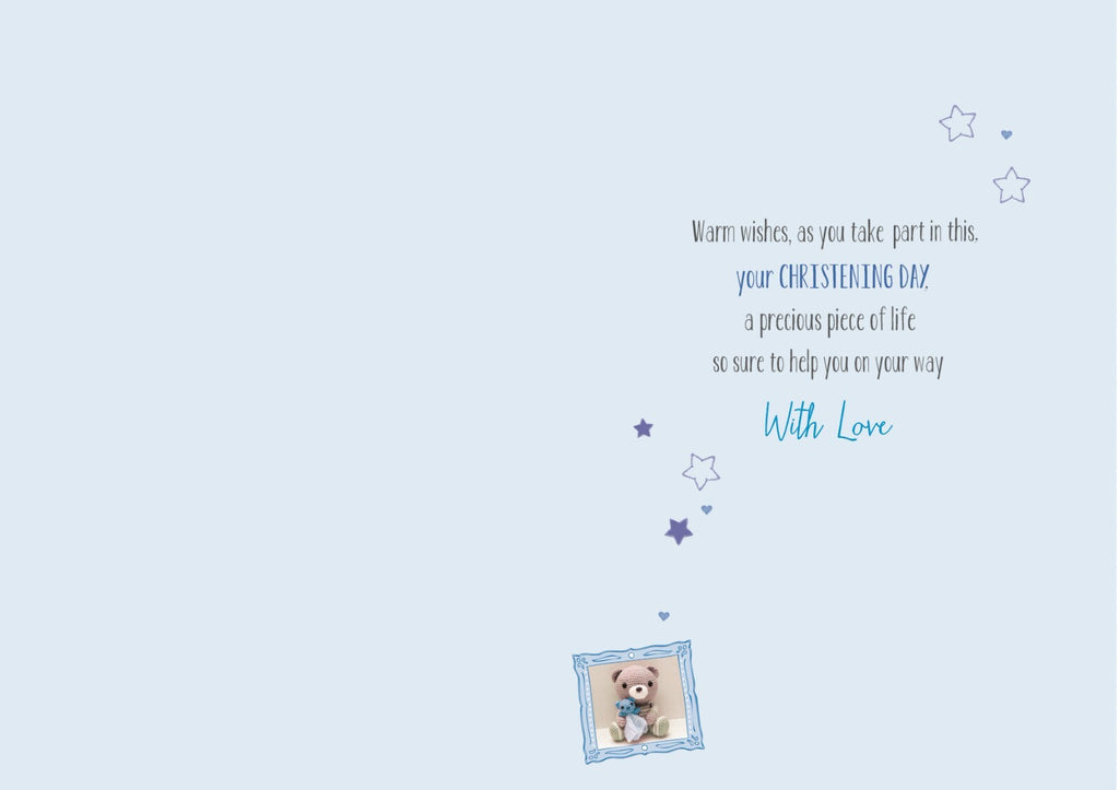 Boys Christening Day Card With Love On A Special Teddy Design Bright Modern