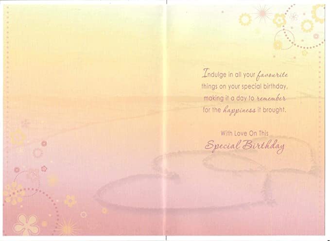 40th Birthday Card for Wife Romantic Heart Beach Design Special Wife Age 40 Card