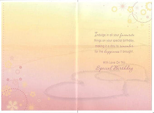 40th Birthday Card for Wife Romantic Heart Beach Design Special Wife Age 40 Card