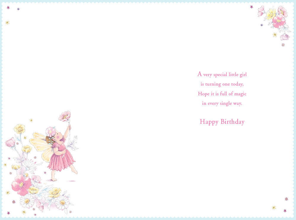 Niece 1st Birthday Card Age 1 Daisy Fairy 9" x 6" Lovely Verse