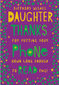Daughter Happy Birthday Card Thanks For Putting Your Phone Down Long Enough