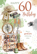 Happy 60th Birthday Card Male Foil Finish 8" x 6" Lovely Verse