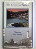 Father Happy Birthday Card Village Bay Cove Lighthouse Rocks