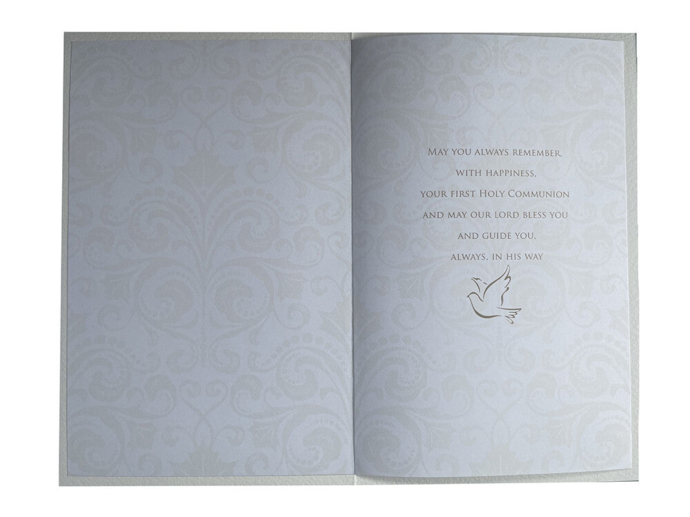 On Your First Communion Day Unisex Male Female Cute Dove Design Greeting Card