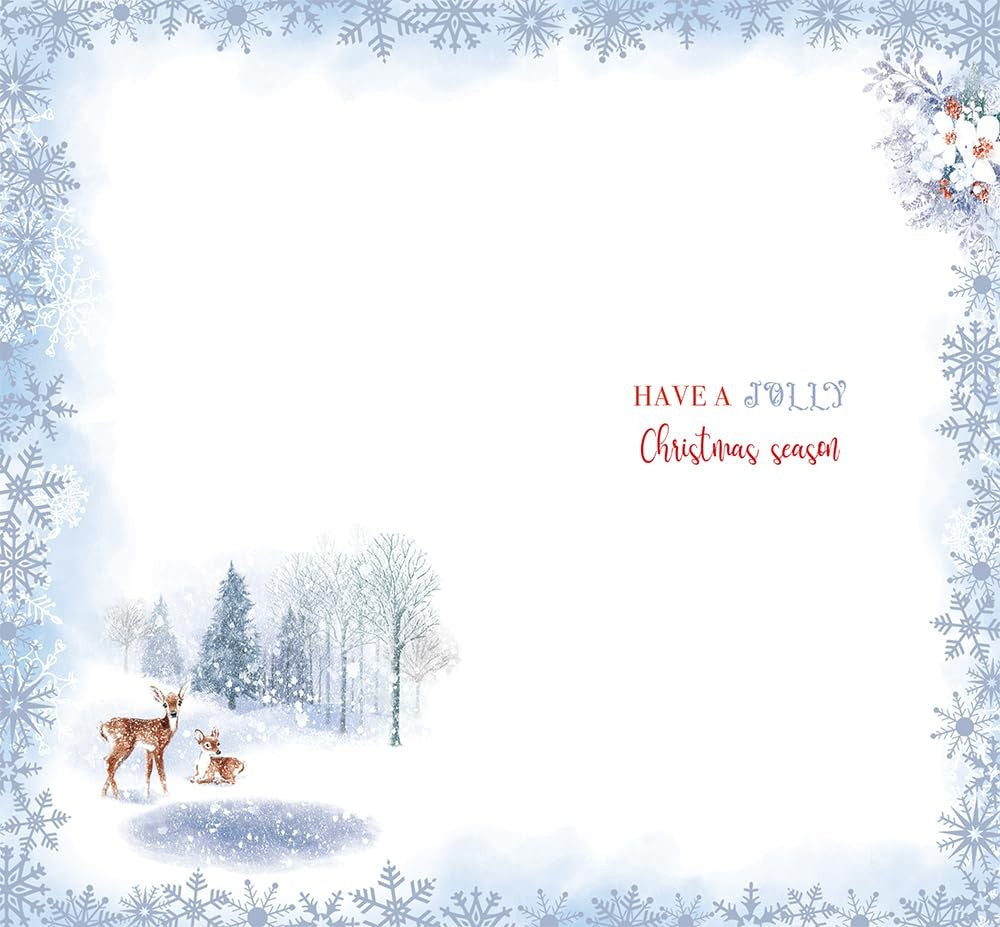 Open Christmas Card It's The Most Wonderful Time of The Year Deer 9" x 5"