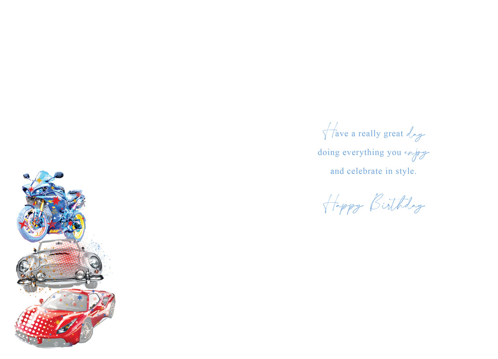 Happy 50th Birthday Card Male Foil Finish 8" x 6" Lovely Verse