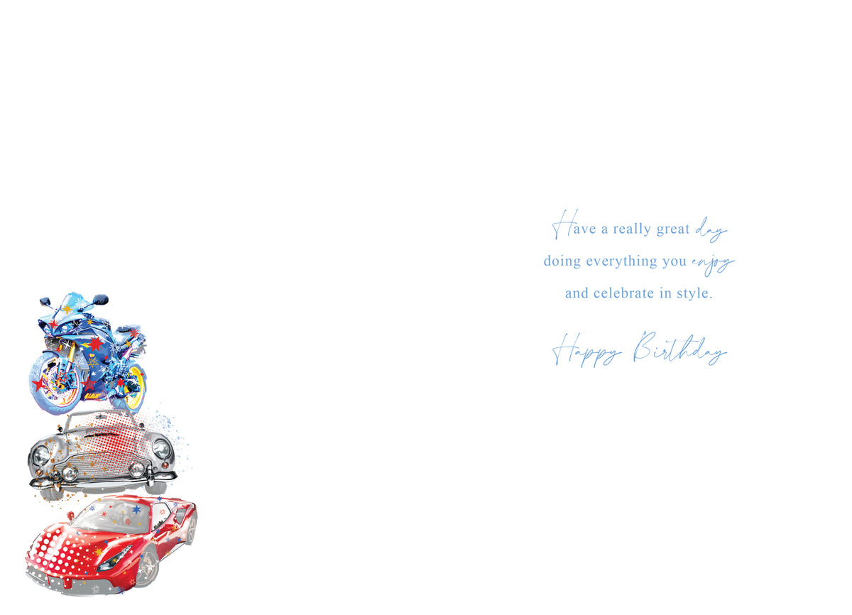 Happy 50th Birthday Card Male Foil Finish 8" x 6" Lovely Verse