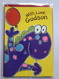 Godson Happy Birthday Card Cute Dinosaur & Balloon