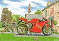 Ducati 916 1994 Red Motorbike Design Open Blank Christmas Birthday Card