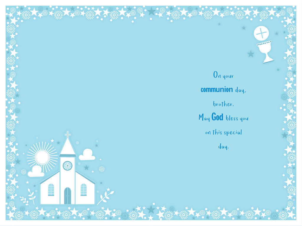 Brother First Holy Communion Card Modern Church 15x23cm Free UK P&P NMT058
