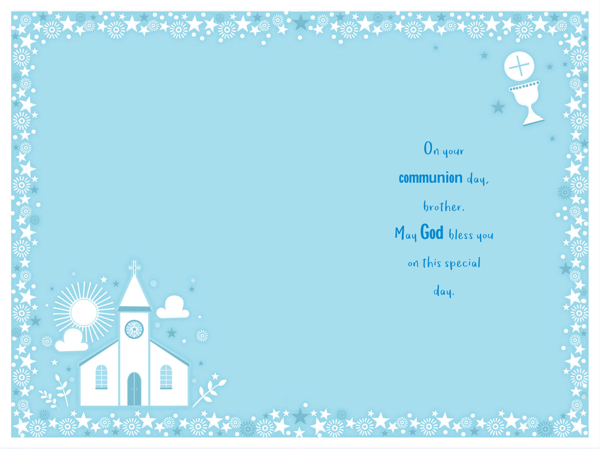 Brother First Holy Communion Card Modern Church 15x23cm Free UK P&P NMT058