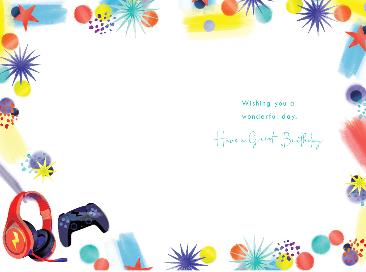 Grandson 13th Birthday Card Gaming & Headphones Design Quality Finish  15x23cm