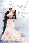 Daughter & Husband Wedding Day Card Kissing Foil Finish Lovely Verse
