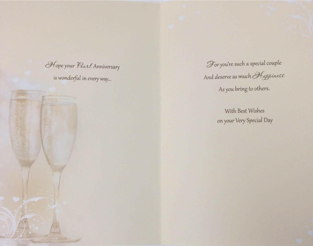 30th Pearl Anniversary Card On Your Champagne Design Greeting Lovely Verse