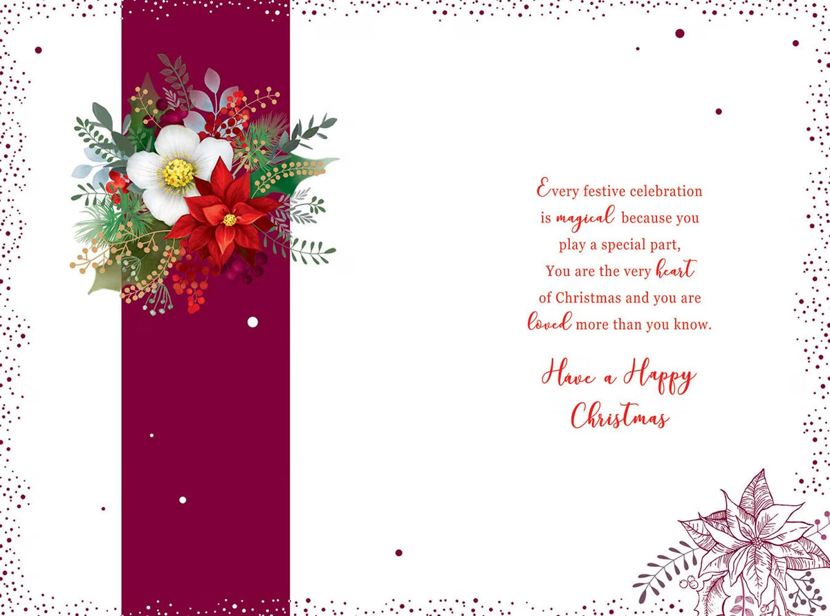 Grandma Christmas Card  Poinsettia Flower Design Lovely Verse