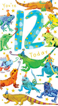 Age 12 Male 12th Birthday Card Iguanas 9" x 5" Lovely Verse
