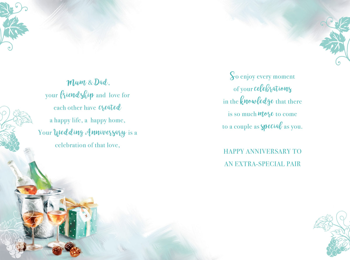 Mum & Dad Emerald Anniversary Card - 55th Wedding - Wine Chocolates