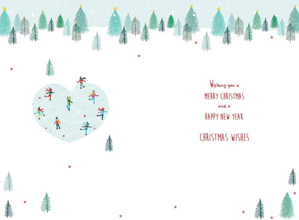 Christmas Card For Grandchildren 15x23cm Ice Skating Large Quality Board