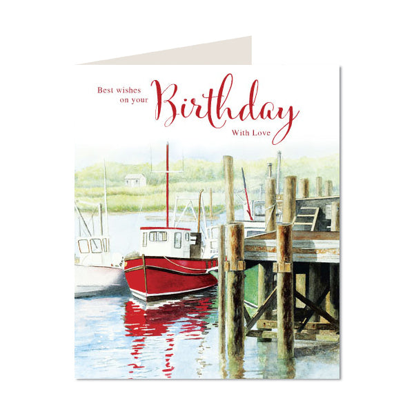 Open Happy Birthday Card Best Wishes On Your Boat Design Lovely Bright Modern