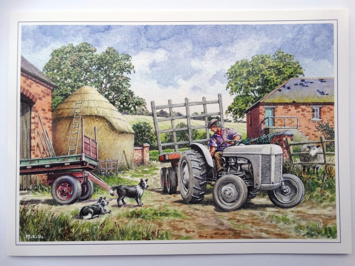 Vintage Massey Ferguson Tractor Birthday Card - Grey Fergie Farm - Dad Grandad